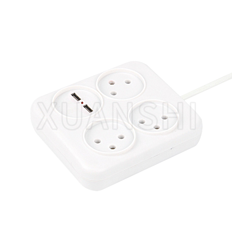 Barrette d'alimentation 3 voies Israël avec deux ports USB JL-10A,XS-XB3U